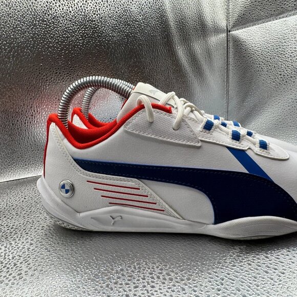 Size 6C Puma BMW MMS R-Cat Machina White Blue Red Mens Lace-Up Motorsport Shoe - Picture 4 of 10